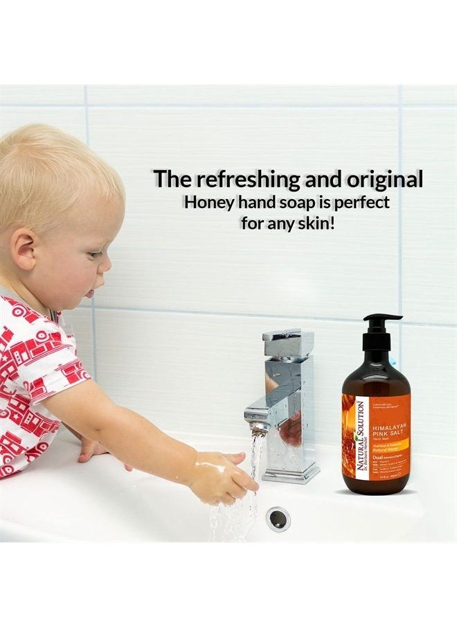 Natural Solution - Himalayan Pink Salt Liquid Hand Soap,Nutrition & Protection,Natural Honey - 14 oz (8647A) - Image 1