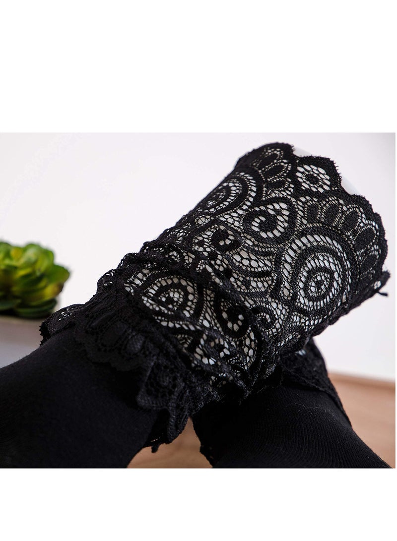 KASTWAVE 3 Pairs Women Lace Socks, Transparent Mesh Ruffle Dress Ankle Socks & Delicate Lace Detailswith - Image 4