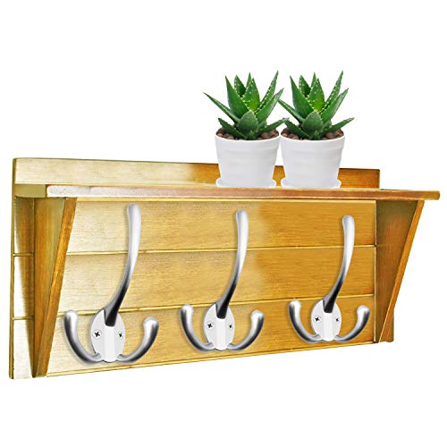 IBosins 6 Pack Big Heavy Duty Three Prongs Coat Hooks Wall Mounted with 24 Screws (Two Types of Screws Included) Retro Double Utility Rustic Hooks for Thick Coat, Big Heavy Bags (Matte Nickel) - Image 5