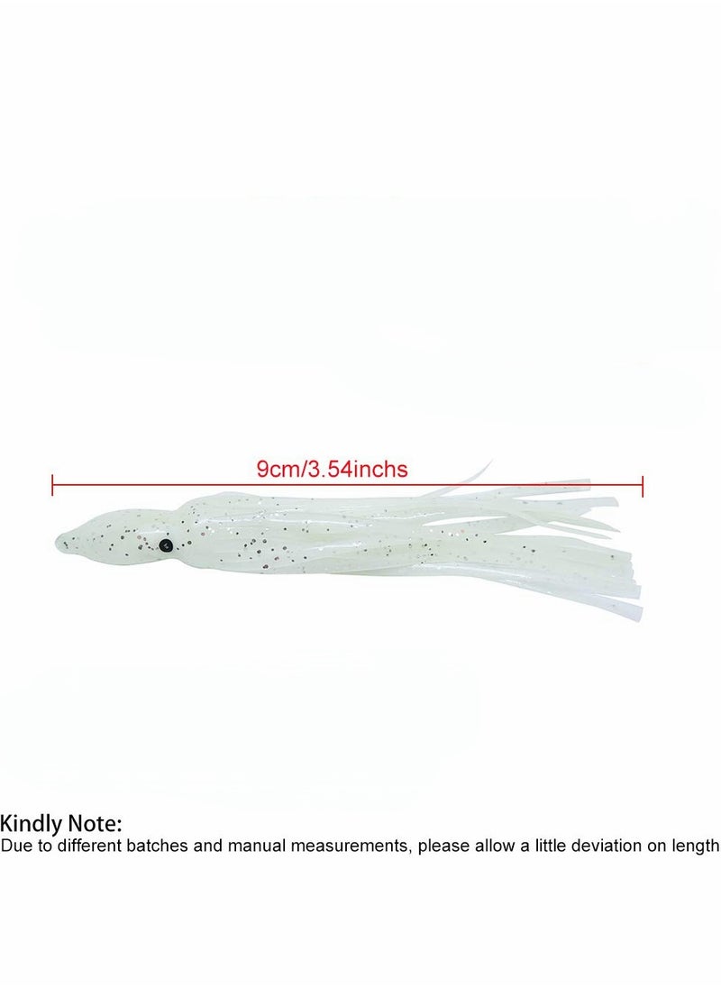 Excefore Fishing Squid Skirts Glow Lures Luminous Octopus SkirtsTrolling Lure Soft Plastic Fishing Bait for Bass Salmon Trout,9cm/3.54in, Pack of 10  - Image 3