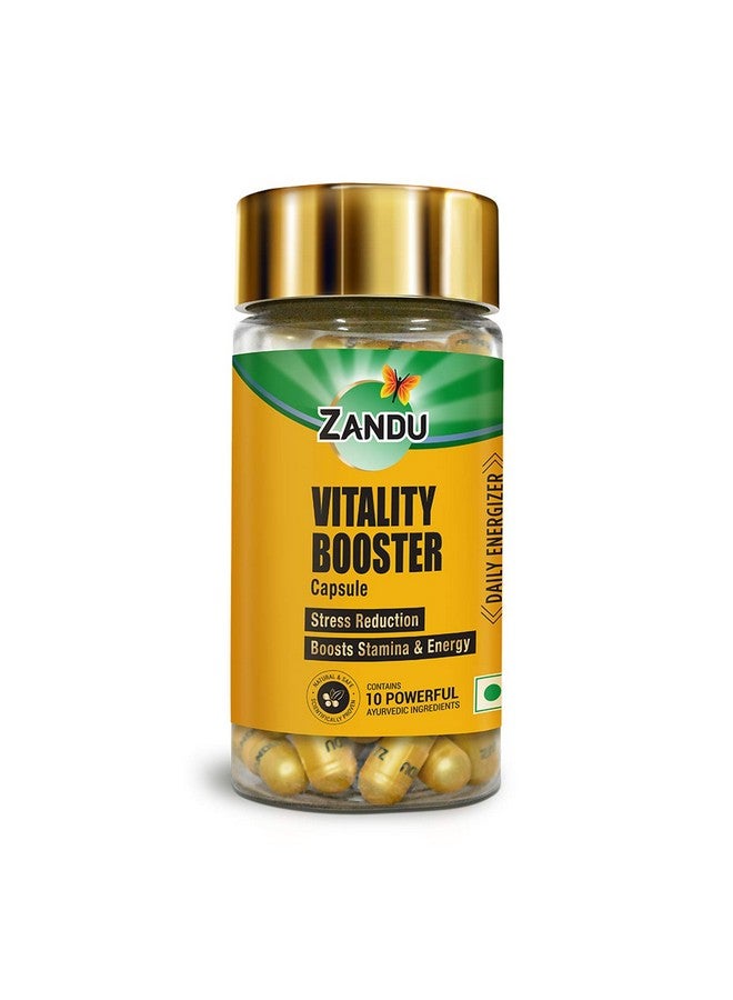 Zandu كبسولات زاندو لتعزيز الحيوية، مع فوائد الأشواغاندا، سافيد موسلي، غوكشور، شوجا شجليجيت، تساعد على تعزيز الطاقة والقوة - عبوة تحتوي على 60 كبسولة نباتية - Image 1