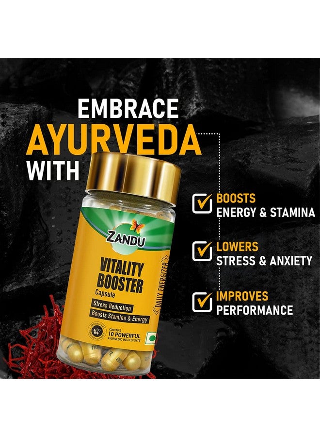Zandu كبسولات زاندو لتعزيز الحيوية، مع فوائد الأشواغاندا، سافيد موسلي، غوكشور، شوجا شجليجيت، تساعد على تعزيز الطاقة والقوة - عبوة تحتوي على 60 كبسولة نباتية - Image 3