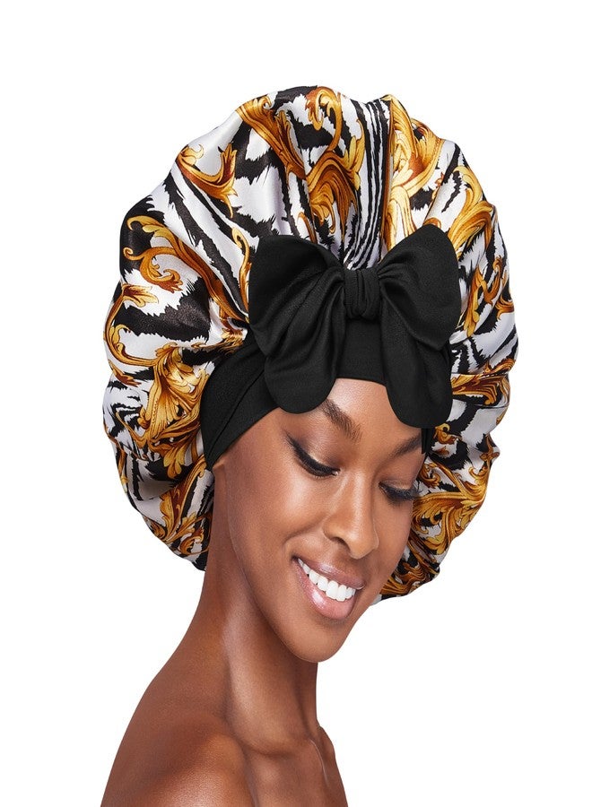 Red by Kiss Silky Satin Tie Bonnet - Adjustable Tie & Elastic for Secure Fit, Protects Natural and Relaxed Hair, Protective Styles, Anti Breakage (Luxe/Zebra, XL) - Image 1