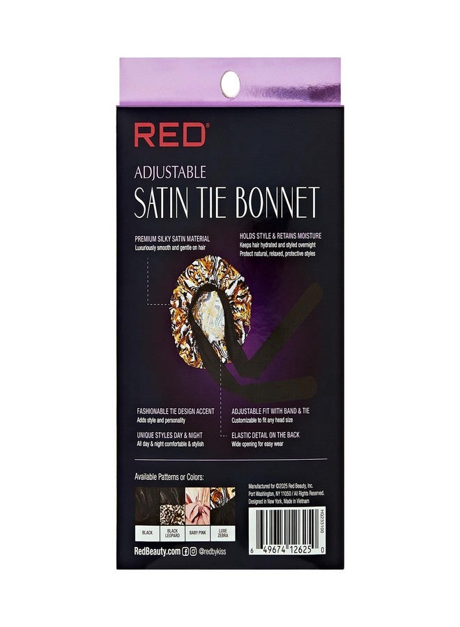 Red by Kiss Silky Satin Tie Bonnet - Adjustable Tie & Elastic for Secure Fit, Protects Natural and Relaxed Hair, Protective Styles, Anti Breakage (Luxe/Zebra, XL) - Image 5