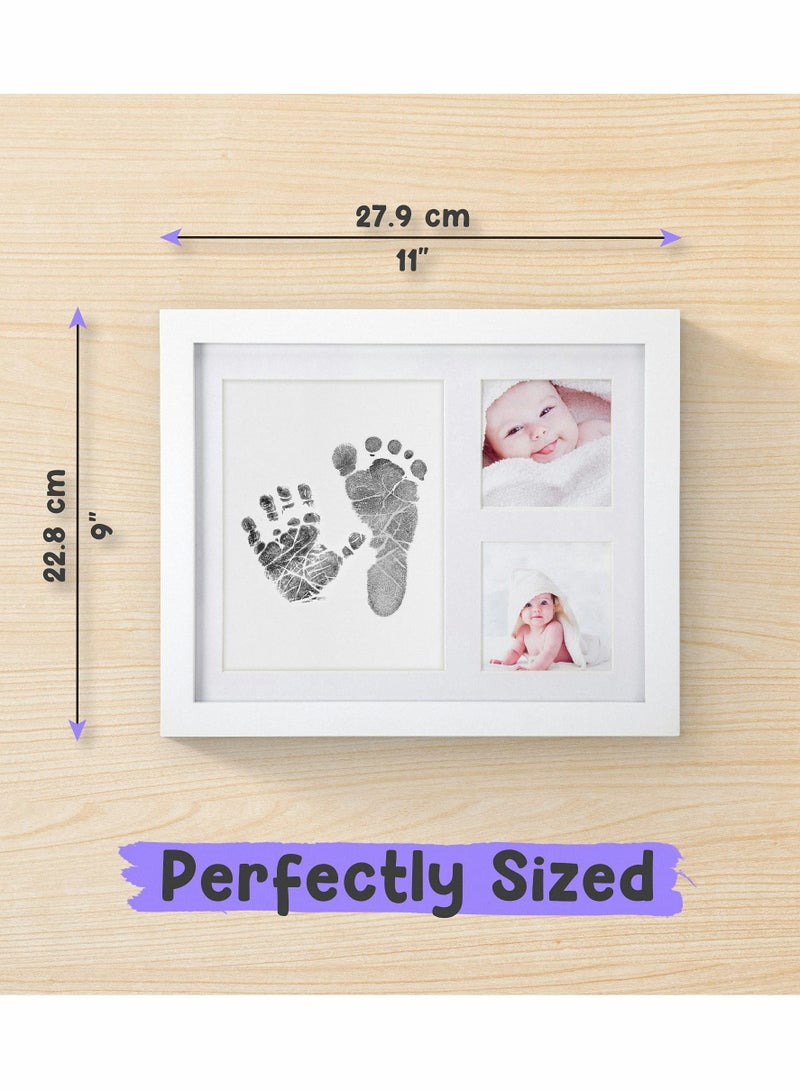 Barakah Baby Handprint and Footprint Kit, Baby Picture Frame with Ink, 3 Window No-Fold Square Photo Frame - Image 2