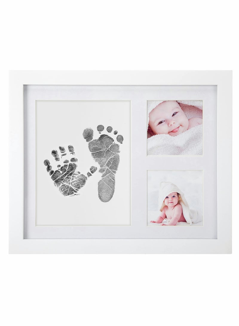 Barakah Baby Handprint and Footprint Kit, Baby Picture Frame with Ink, 3 Window No-Fold Square Photo Frame - Image 1