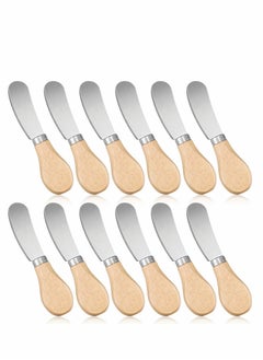Excefore Cheese Spreaders with Bamboo Handle, 4.7 Inch Stainless Steel Butter Spreader, Deluxe Sandwich Cream Cheese Condiment Knives - 12PCS  - Image 1