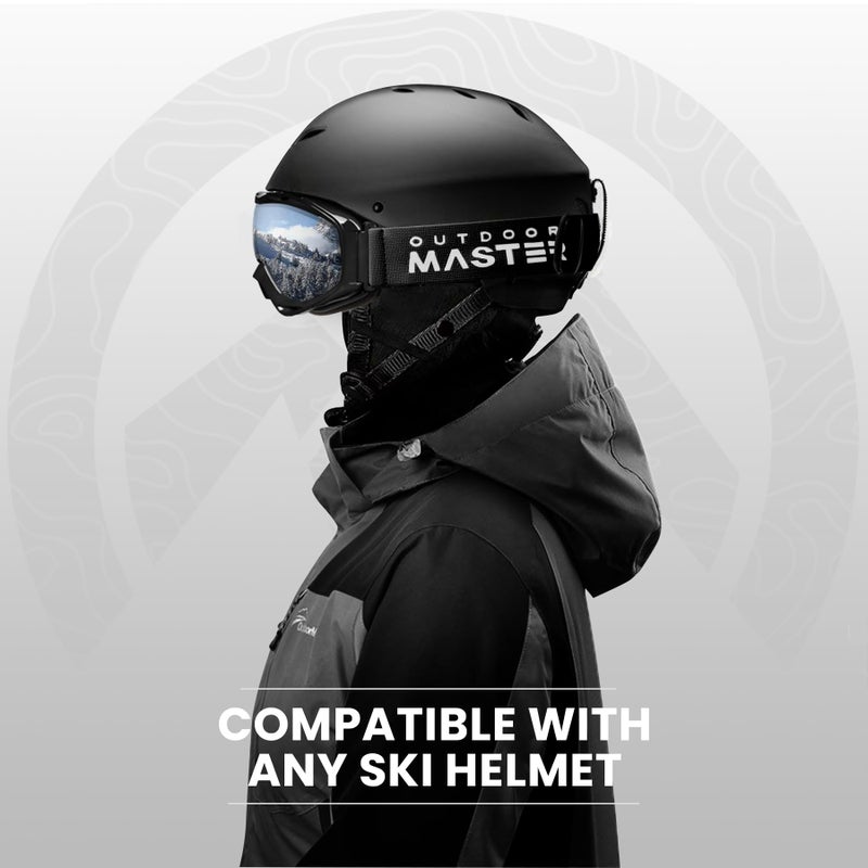 OutdoorMaster OTG Ski Goggles - Over Glasses Ski/Snowboard Goggles for Men, Women & Youth - 100% UV Protection (Black Frame + VLT 10% Grey Lens with REVO Silver) - Image 5