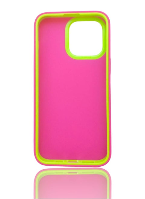 Back protection cover made of plastic for Apple iPhone 14 Plus with a frame inside to protect the phone - Pink