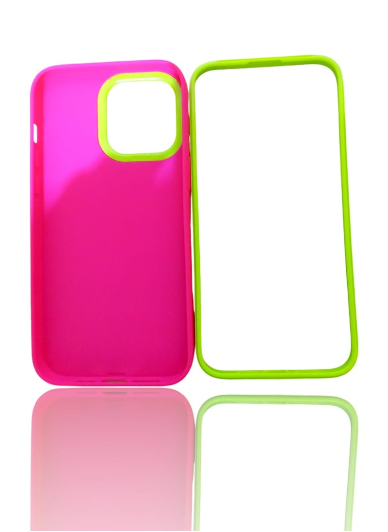 Generic - Back protection cover made of plastic for Apple iPhone 14 Plus with a frame inside to protect the phone - Pink - Image 1