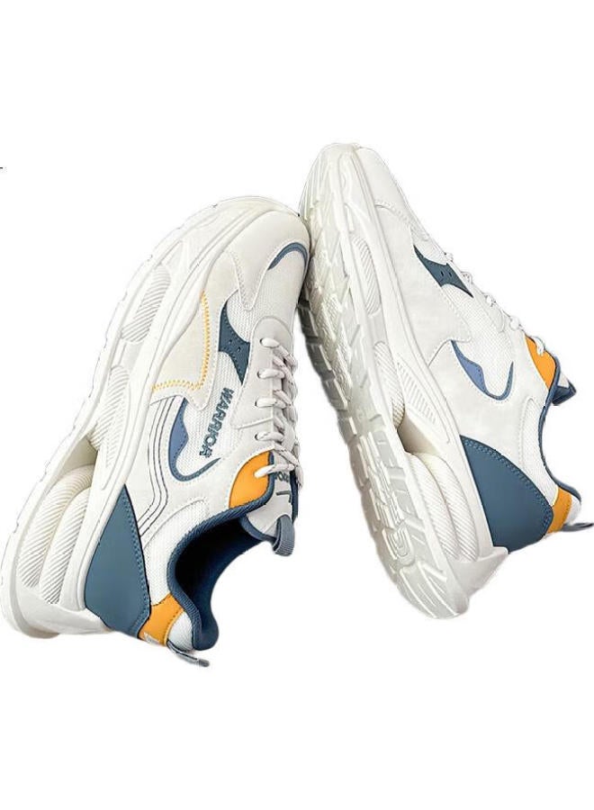 Pull Back Warrior Women'S Chunky Sneakers New Breathable All-Match Thick-Soled Casual Shoes Beige Blue Yellow 43 (265Mm) - Image 3