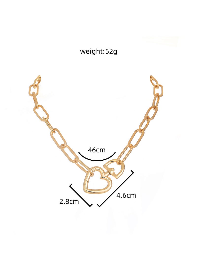Generic - Adjustable Single Layer Thick Chain Heart Shaped Pendant Womens Sweater Chain Tassel Necklace European And American Style Fashion Jewelry NZ1282 Love - Image 1