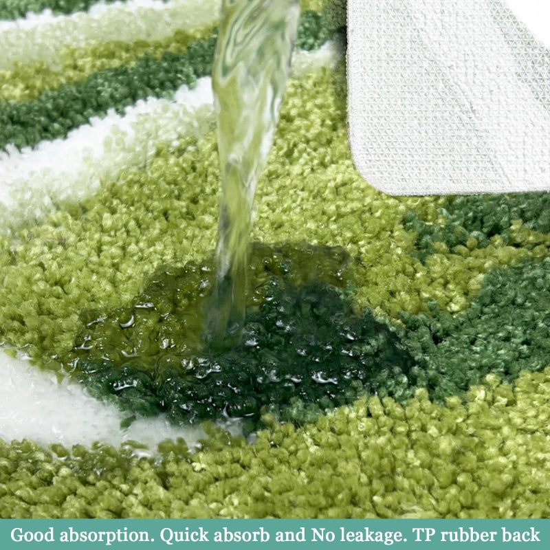 Homantic Bathroom Rugs Sets 2 Piece  Green Natural Scenery Bath Mat Set  Absorbent Bath Mats for Bathroom Floor Set of 2  Green Bathroom Rug set Bath Rug Set Moss Bathroom D?cor 18x26 + 20x32 - Image 3