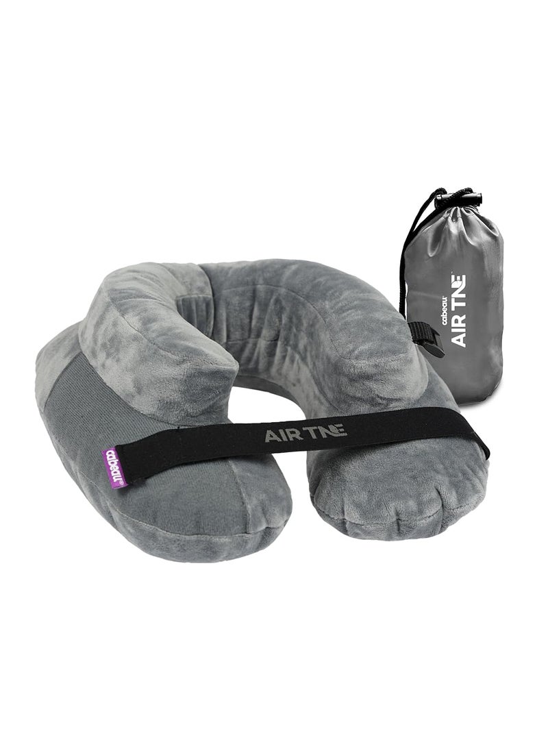 Cabeau Air TNE Evolution Inflatable Travel Neck Pillow Lightweight Inflatable Core Customized Fit Adjustable Clasp with Compact Carry Case for Comfort OnTheGo Slate Grey
