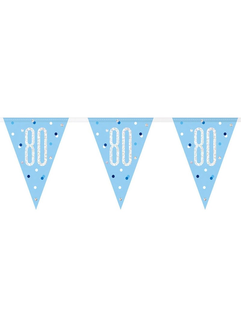 يونيك إكليل راية 80 عامًا أزرق فضي ثلاثي الأبعاد من البلاستيك 274 سم