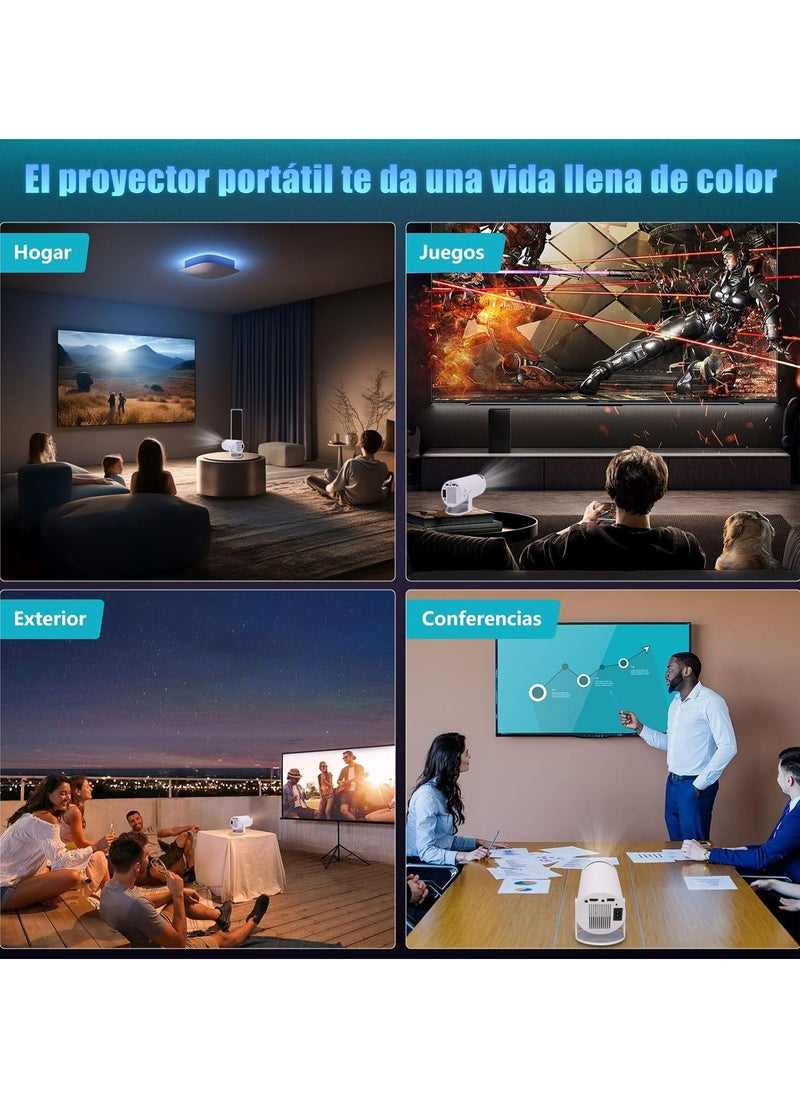 Generic - Portable Mini Projector with Android 12, 1080P Full HD, 200 ANSI, WiFi 6, Bluetooth 5.0, Supports Mobile Projection - Image 1