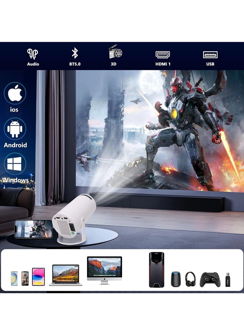 Generic - Portable Mini Projector with Android 12, 1080P Full HD, 200 ANSI, WiFi 6, Bluetooth 5.0, Supports Mobile Projection - Image 1