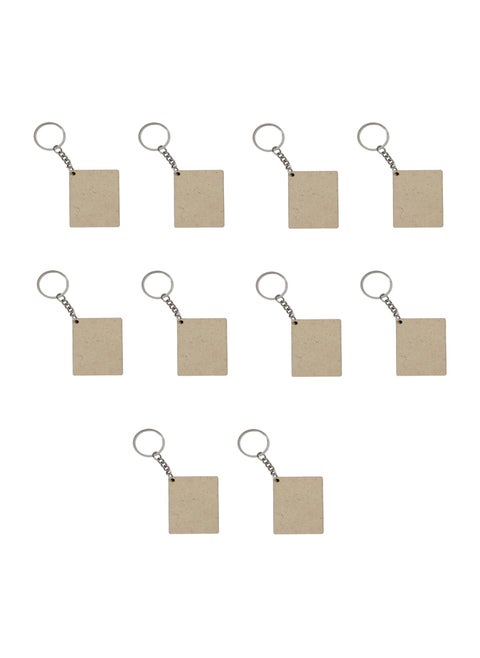 Maitri 10 Pcs Rectangle Shape Key Chains with Ring 50 x 50 mm Mandala Art Suitable for Decoupage It is Suitable for All Type of Craft and Painting Activities