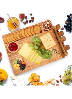 Arabest Bamboo Cheese Board Set, Cheese Tray, Charcuterie Board and Serving Meat Platter with 4 Stainless Steel Cheese Knives, Ideal for Wedding Gifts Birthday Party  - Image 2