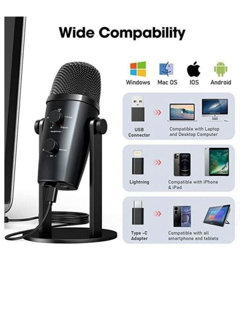 Jmary PW10 Professional Metal Voice Recording Usb Condenser Studio And Podcast Recording Gaming Microphones - Image 2