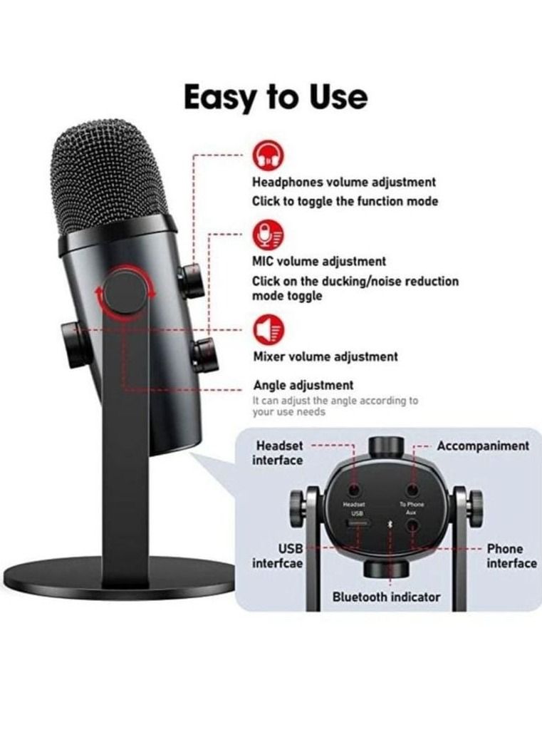 Jmary PW10 Professional Metal Voice Recording Usb Condenser Studio And Podcast Recording Gaming Microphones - Image 3