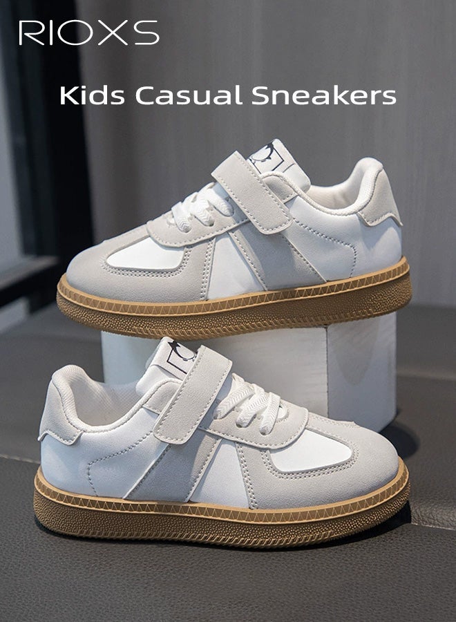 ريوكس أحذية رياضية كاجوال للأطفال، أحذية شمواه سهلة الارتداء للأولاد والبنات، أحذية مريحة واسعة مستديرة، أحذية أطفال حافية القدمين مضادة للانزلاق، حذاء لوفر كلاسيكي للجري والارتداء اليومي، أحذية أطفال كاكي - Image 3
