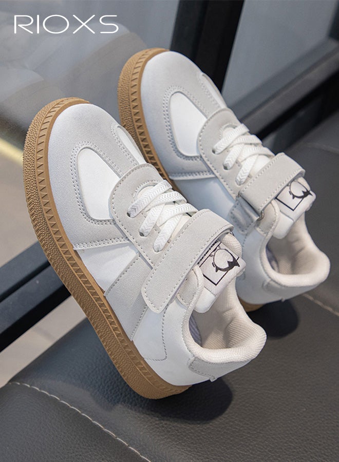 ريوكس أحذية رياضية كاجوال للأطفال، أحذية شمواه سهلة الارتداء للأولاد والبنات، أحذية مريحة واسعة مستديرة، أحذية أطفال حافية القدمين مضادة للانزلاق، حذاء لوفر كلاسيكي للجري والارتداء اليومي، أحذية أطفال كاكي - Image 5
