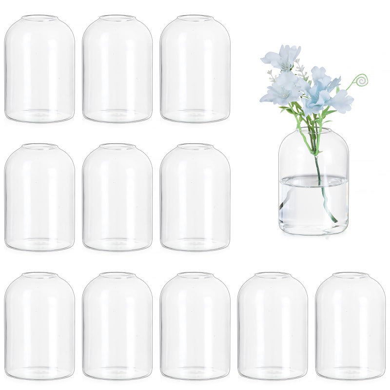Hewory Glass Bud Vases for Centerpieces Set of 12 Blown Clear Small Vase Bulk Mini Cute Flower Vase for Floral Arrangement Modern Decorations for Wedding Party Event Table Decor 37H275D