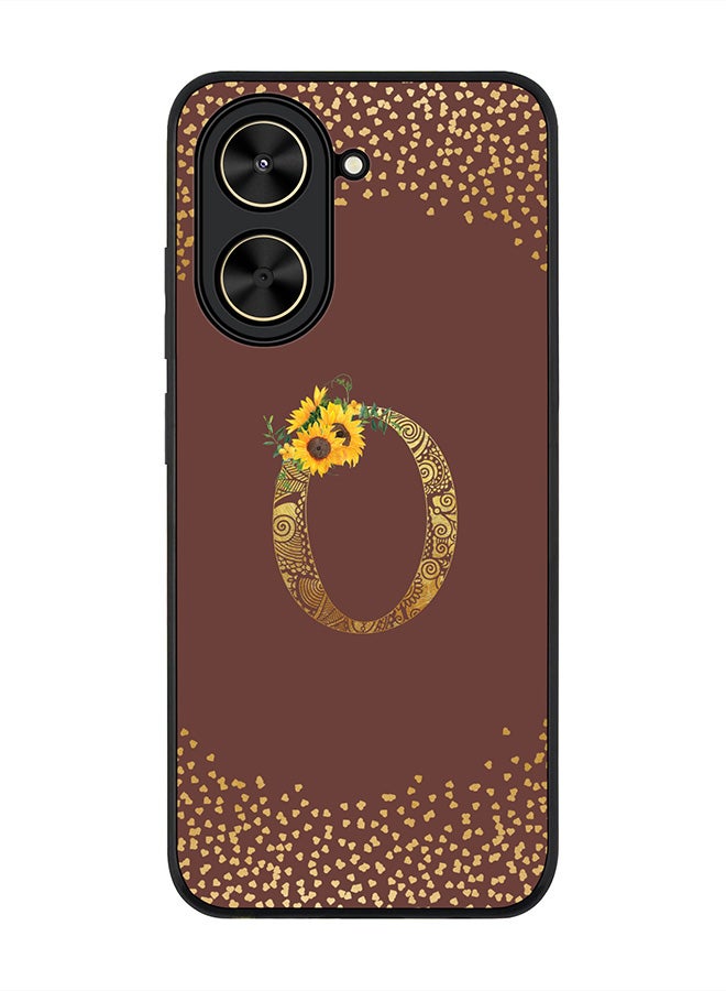 Stylizedd For Xiaomi Poco C71 / Redmi A5 4G Case,Slim fit Camera Protection, Shockproof Thin Phone cover  - Custom Floral Monogram - O  (Brown )