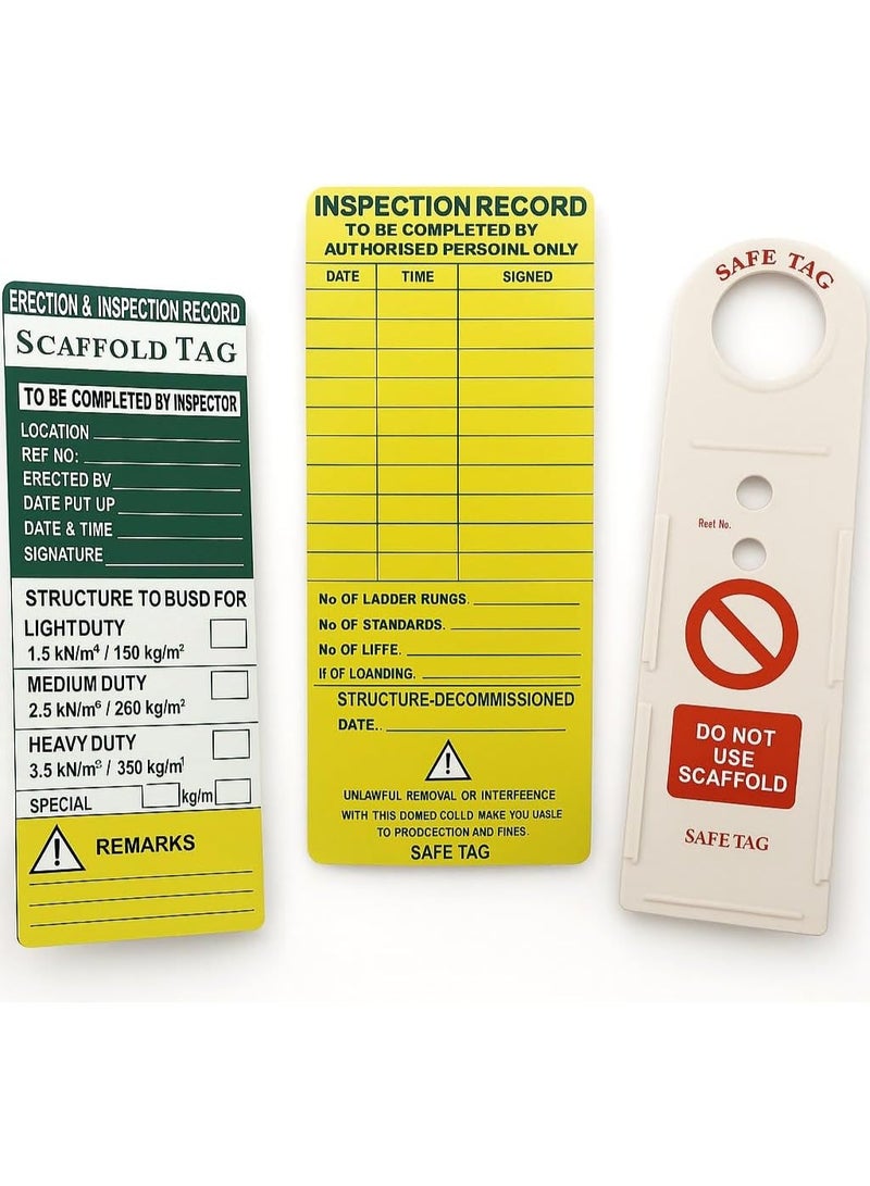 حامل حالة السقالة وعلامات فحص السلامة للسقالات (10 حوامل + 20 علامة + 2 أقلام تعليم) - Image 1