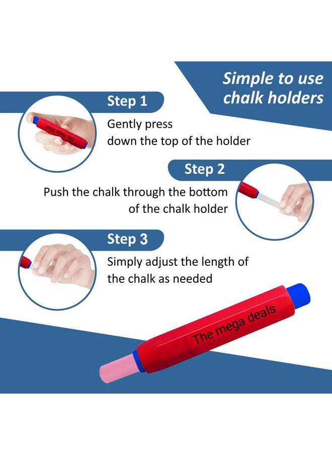 The Mega Deals - Chalk - 12 Pack Chalkboard Chalk With 4 Chalk Holder - 12 Colored Chalk, Non Toxic Chalk For Chalkboard, Thin Kids Chalk Great For School, Office, Kids And Teacher Use - Image 1