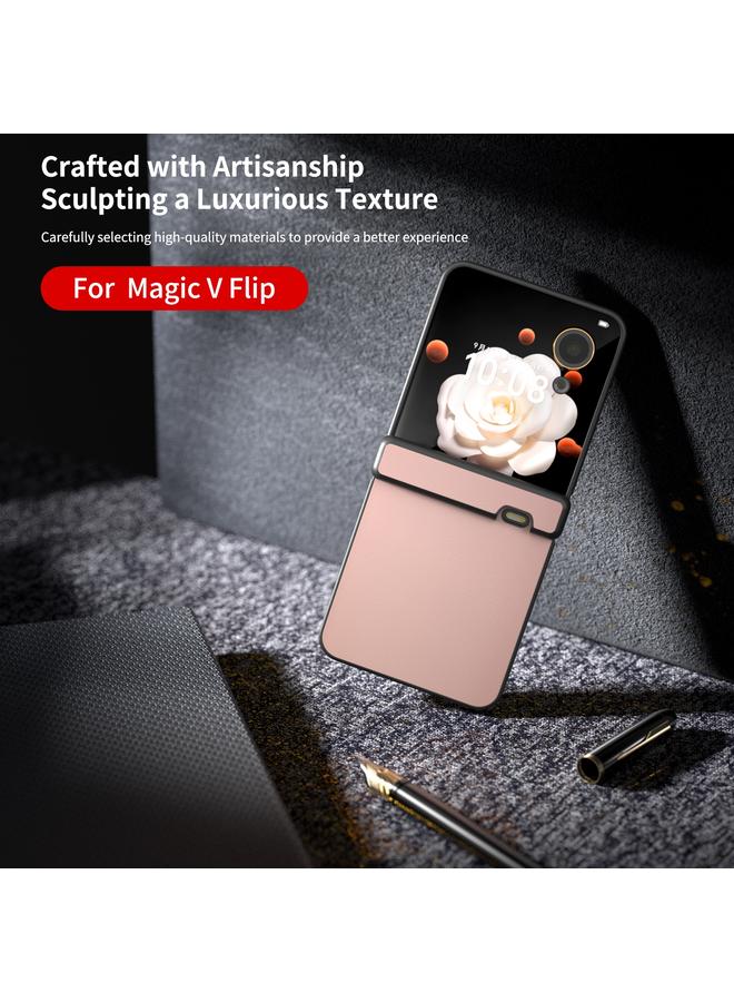 S-TOP Case For Honor Magic V Flip Three Parts PU Leather Black Frame Full Coverage Phone Case - Image 3