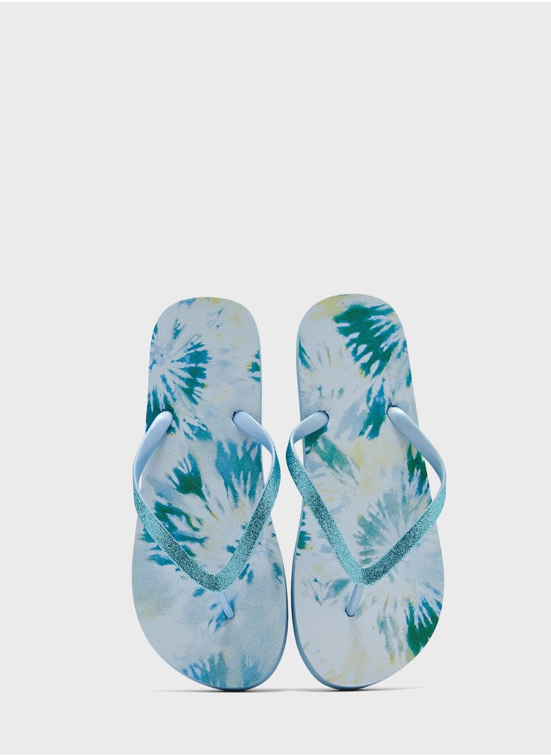 Ginger - Tie Dye Print Flip Flops - Image 1