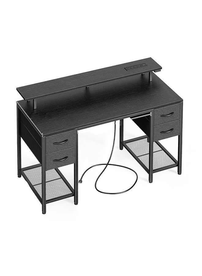 KLNAMAEAAN Black Computer Desk with Large Storage for Home Office or Bedroom Workspace - Image 2