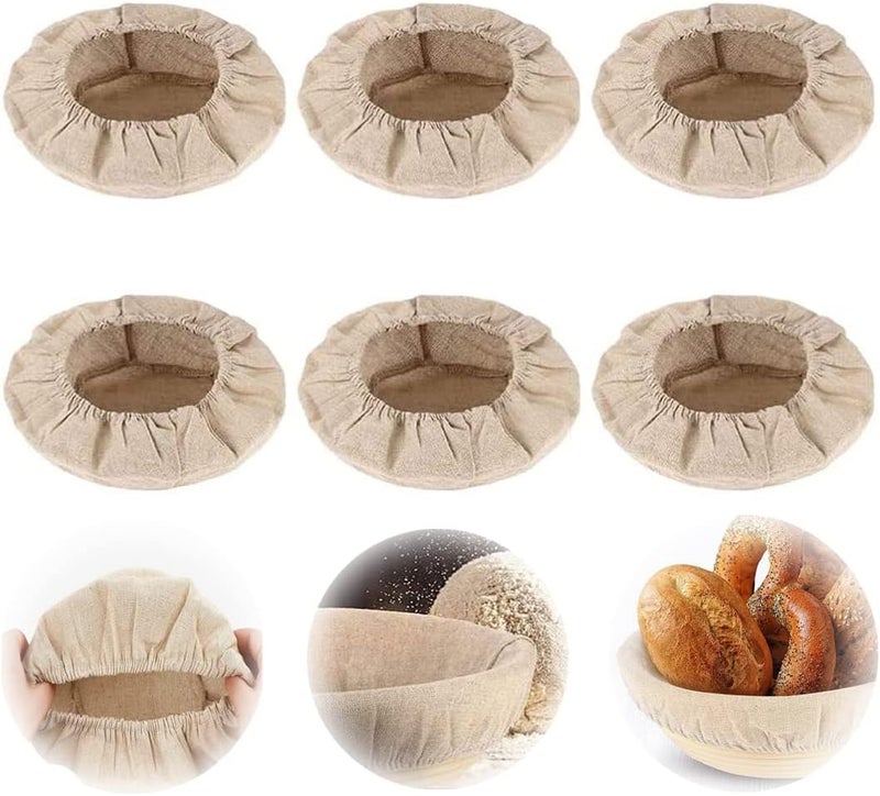 Zikra Bread Basket Bag, Liners Cloth Cover Linen Dough Rising Bowl Cover for Bakery Home Baking Professional Baking Tools for Shaping Small to Medium Sized Dough, 9 Inch / 23 Cm, 6 Pcs - Image 1