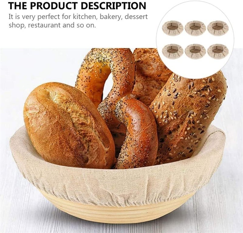 Zikra Bread Basket Bag, Liners Cloth Cover Linen Dough Rising Bowl Cover for Bakery Home Baking Professional Baking Tools for Shaping Small to Medium Sized Dough, 9 Inch / 23 Cm, 6 Pcs - Image 2