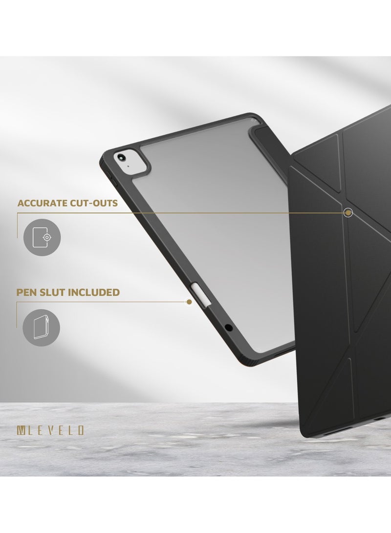 LEVELO Conver Clear Back Hybrid Case for iPad Air 13" 2024 / Easy Snap-On / Precise Cut-Outs / Lightweight and Durable Cover - Black - Image 4