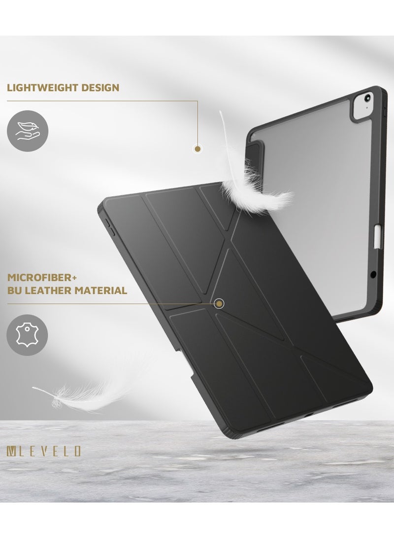 LEVELO Conver Clear Back Hybrid Case for iPad Air 13" 2024 / Easy Snap-On / Precise Cut-Outs / Lightweight and Durable Cover - Black - Image 3