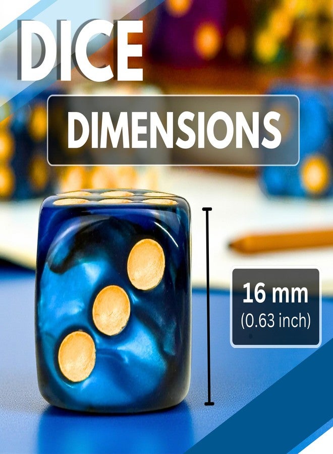 Luck Lab مجموعة نرد لاك لاب المكونة من 48 قطعة من النرد ذي 6 أوجه بقطر 16 مم بنمط دوامة رخامية وزوايا مستديرة - نرد لألعاب الطاولة مثل MTG وDND وTenzi وFarkle وYahtzee وBunco أو لتعليم الرياضيات (حلقة ذهبية متعددة الألوان). - Image 3