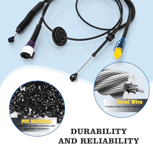GDLIN Gear Shifter Cable 12477640 Fit for Chevy Silverado GMC Sierra 1500 2500 3500 Classic 1999-2007, Automatic Transmission Gearshift Control Cable 2 PCS - Image 2