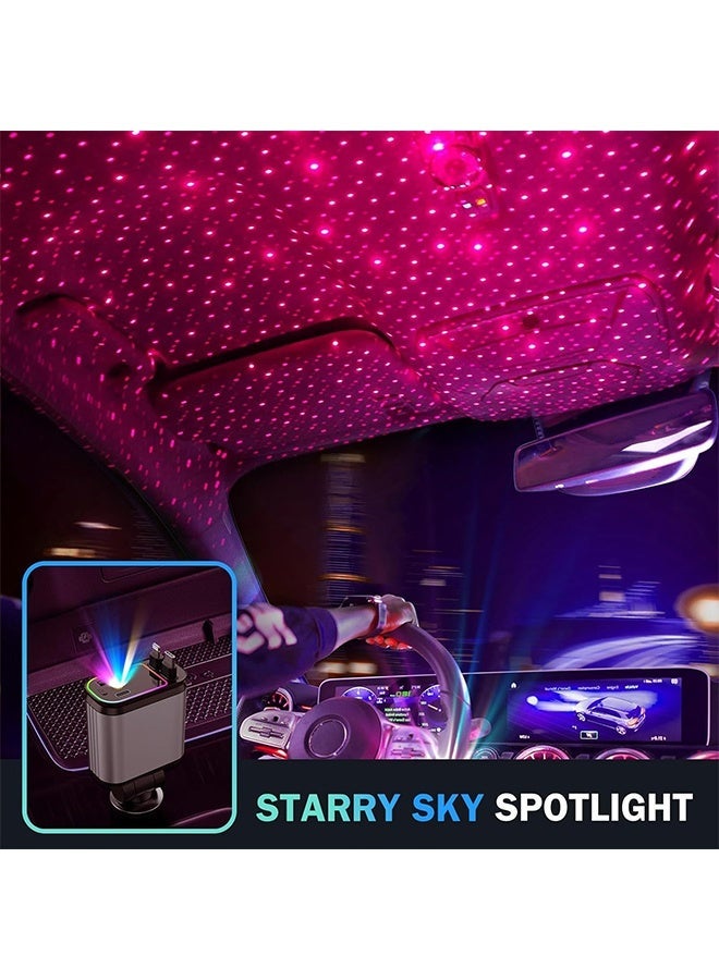 general شاحن سيارة مع ضوء النجوم، محول شاحن سيارة سريع 120 واط، شاحن سيارة قابل للسحب 4 في 1 مع 2 منفذ USB، توافق عالمي مع جميع الأجهزة - Image 4