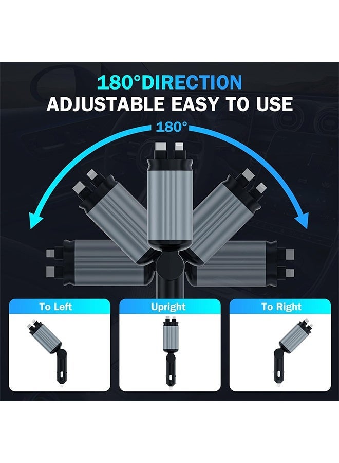 general شاحن سيارة مع ضوء النجوم، محول شاحن سيارة سريع 120 واط، شاحن سيارة قابل للسحب 4 في 1 مع 2 منفذ USB، توافق عالمي مع جميع الأجهزة - Image 3