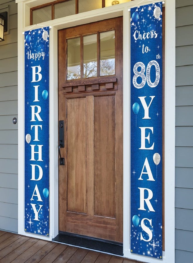 PAKBOOM Happy 80th Birthday Yard Sign Door Banner - Cheers to 80 Years Birthday Party Decorations Supplies for Men Women - Blue - Image 1