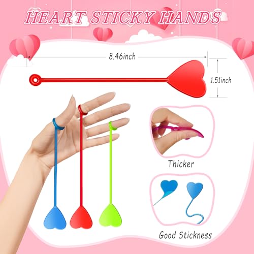 Genuvi Valentines Sticky Hands Bulk 48PCS Valentines Day Gifts for Kids Classroom Prizes Valentines Party Favors for Kids Stretchy Heart Sticky Hand Toy Valentines Day Goodie Bag Stuffers Kid Party Supplies - Image 5