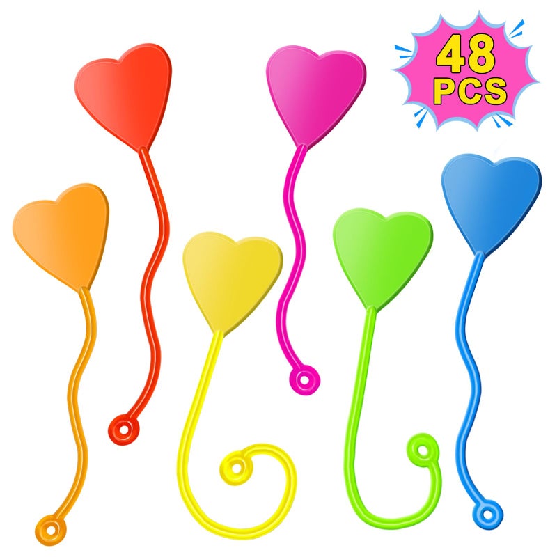 Genuvi Valentines Sticky Hands Bulk 48PCS Valentines Day Gifts for Kids Classroom Prizes Valentines Party Favors for Kids Stretchy Heart Sticky Hand Toy Valentines Day Goodie Bag Stuffers Kid Party Supplies - Image 3