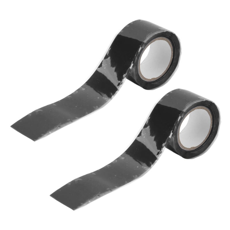 2PCS Self Fusing Silicone Tapes Insulation Waterproof Adhesive Tape for Water Pipe Hose Repairing Black - Image 1