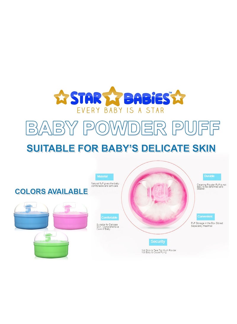 STAR BABiES Pack of 2 (Diaper Portable Bag with Pacifier Bag Large-capacity, Baby Powder Puff)-Blue - Image 3