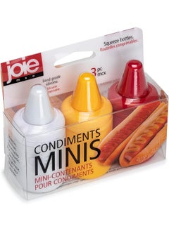 Joie Condiment Mini Squeeze Bottles with Nozzle Caps, Non-Stick Silicone, Set of 3