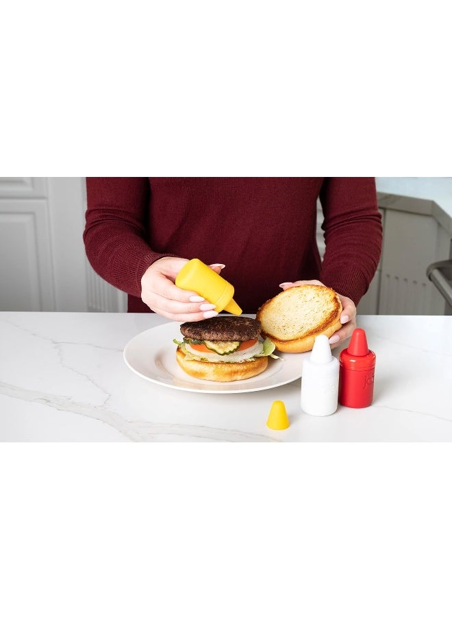 joie - Joie Condiment Mini Squeeze Bottles with Nozzle Caps, Non-Stick Silicone, Set of 3 - Image 1