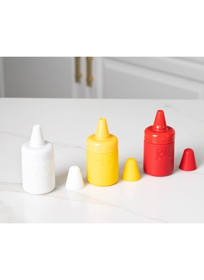 joie - Joie Condiment Mini Squeeze Bottles with Nozzle Caps, Non-Stick Silicone, Set of 3 - Image 1